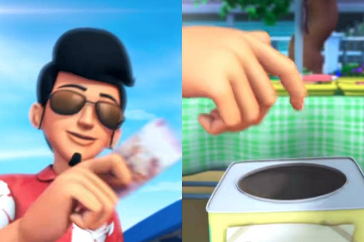 Abang Zaid tampak ikut menyumbang uang untuk membantu Ijat yang terkena musibah kebakaran