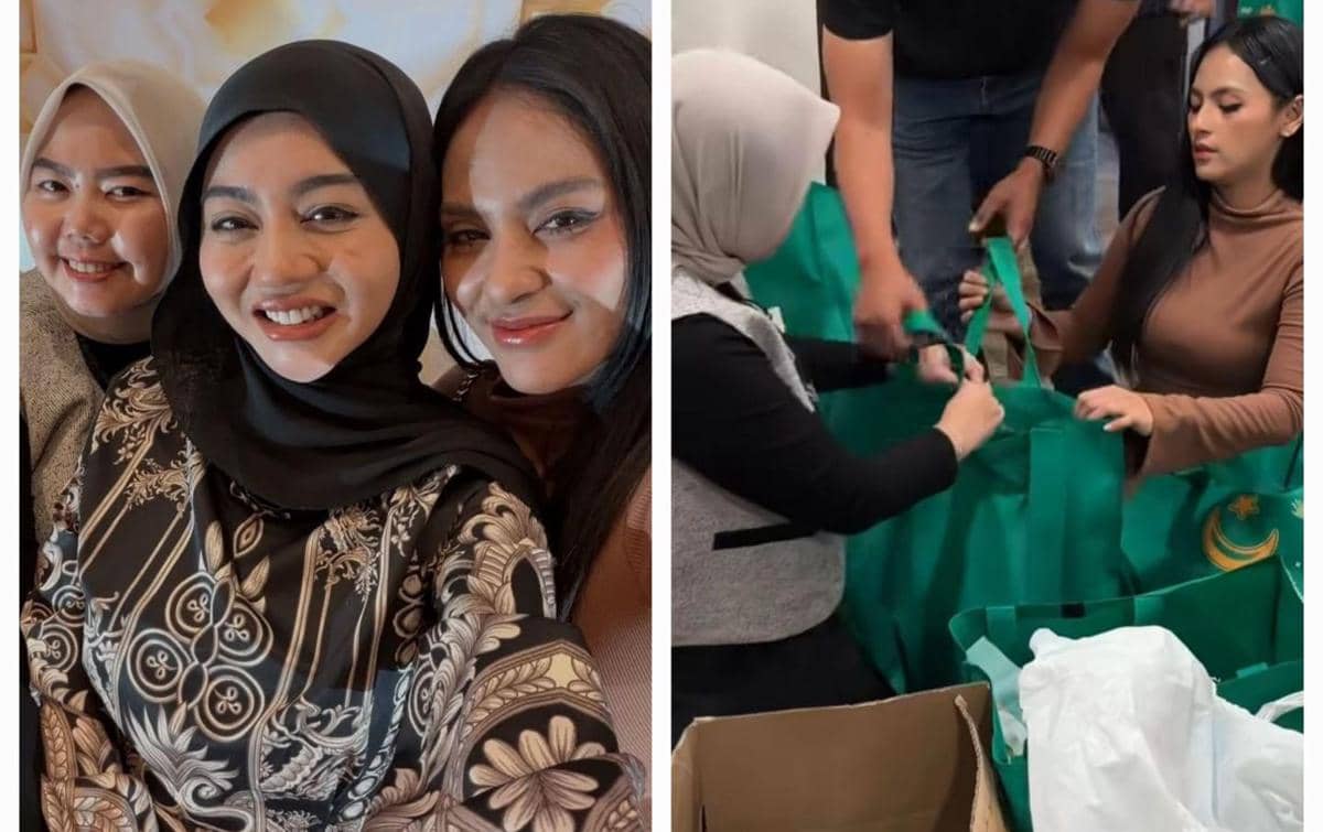 9 Potret Jenita Janet Ajak Keluarga Bukber, Bagi-bagi Sembako