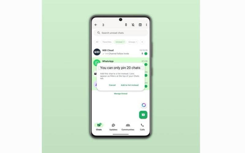 pinned chat di WhatsApp Plus