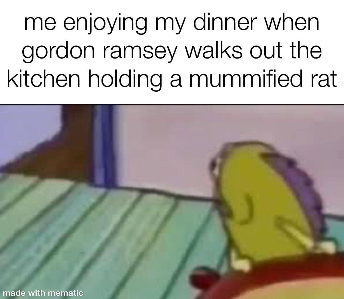 meme SpongeBob tentang makan malam