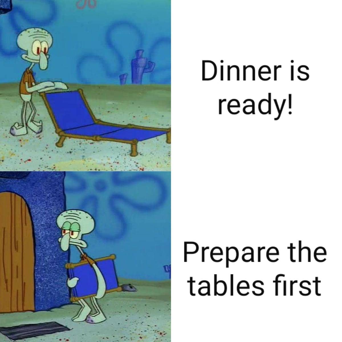 meme SpongeBob tentang makan malam