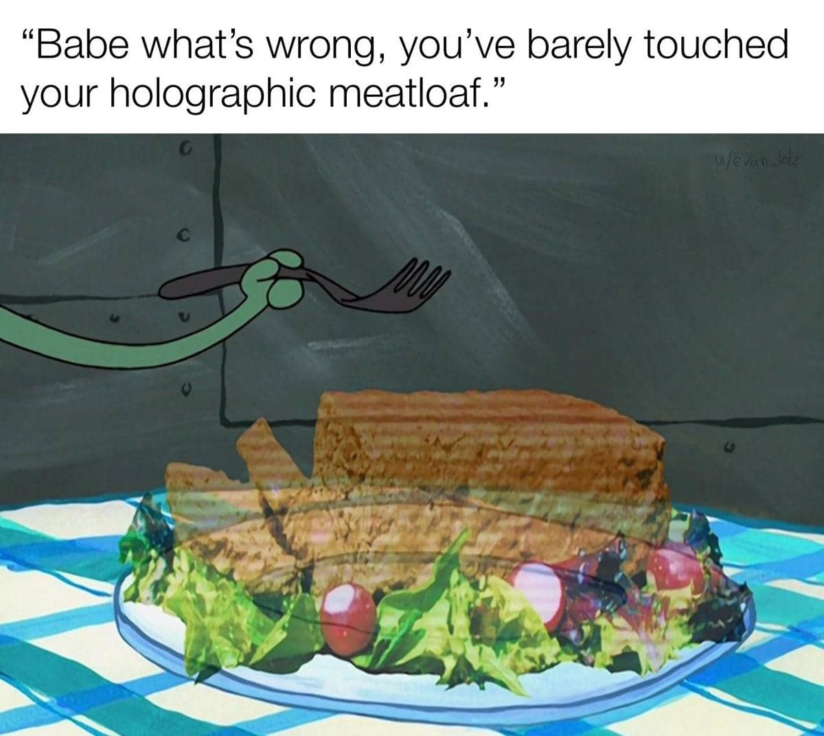 meme SpongeBob tentang makan malam