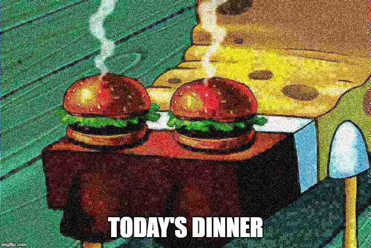 meme SpongeBob tentang makan malam