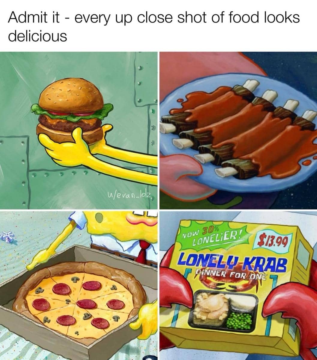 meme SpongeBob tentang makan malam
