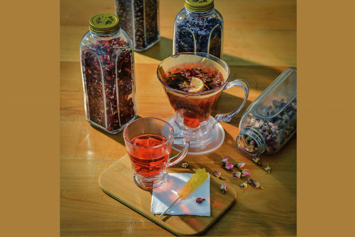 ilustrasi teh herbal