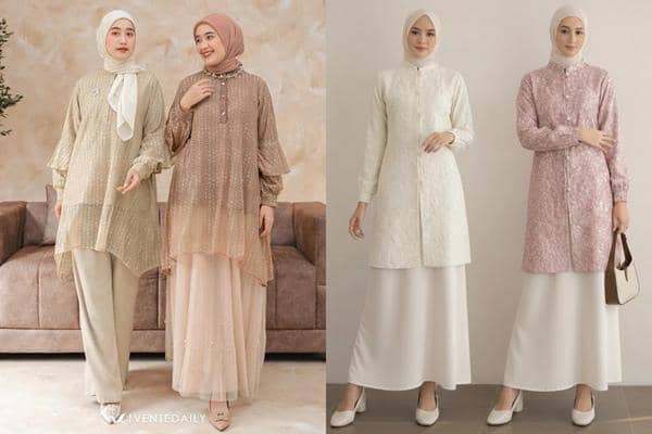 7 Rekomendasi Tunik Lebaran 2026 Kombinasi Brokat Modern, Manis!