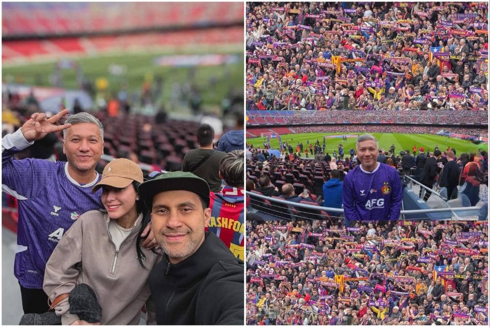 10 Potret Gading Marten Nonton Pertandingan Bola di Stadion Camp Nou