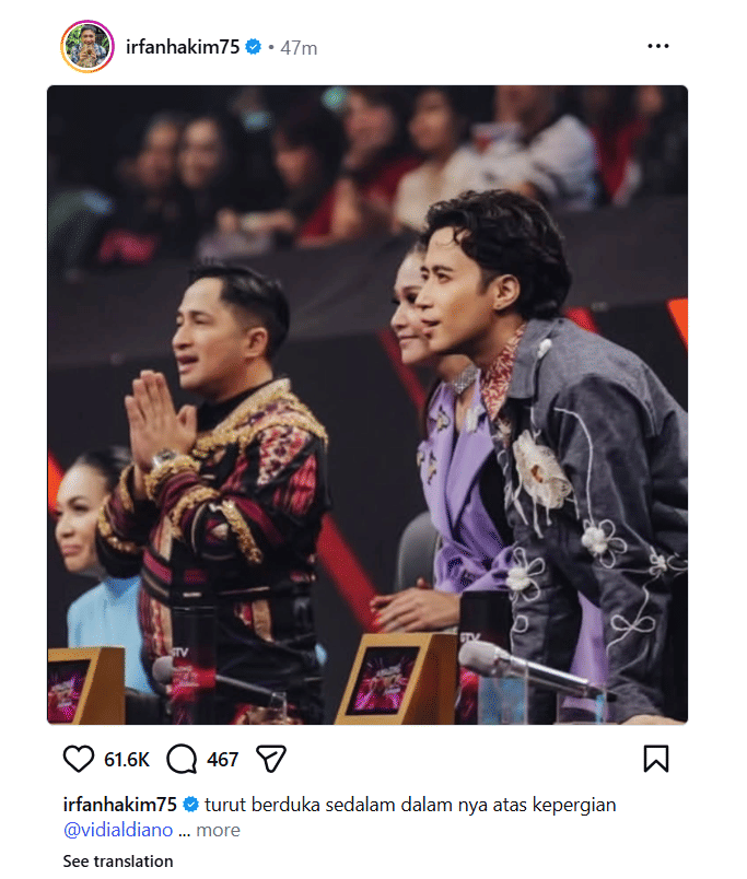 Ucapan duka cita untuk Vidi Aldiano 