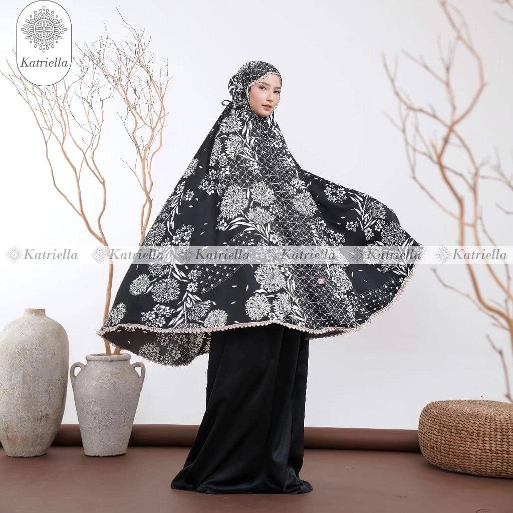KATRIELLA Mukena Dewasa Silky Premium Mukenah Jumbo 2 in 1 Resleting Dandelion