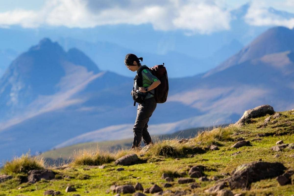 ilustrasi pendaki turun gunung