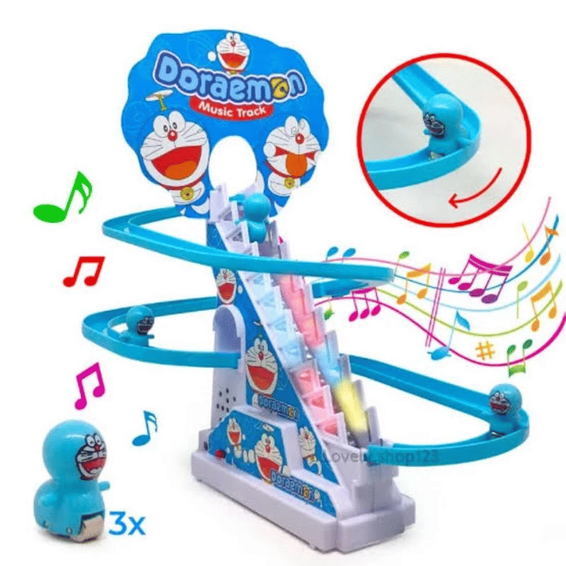 Mainan track seluncur Doraemon. (shopee.co.id/FISCO TOYS)