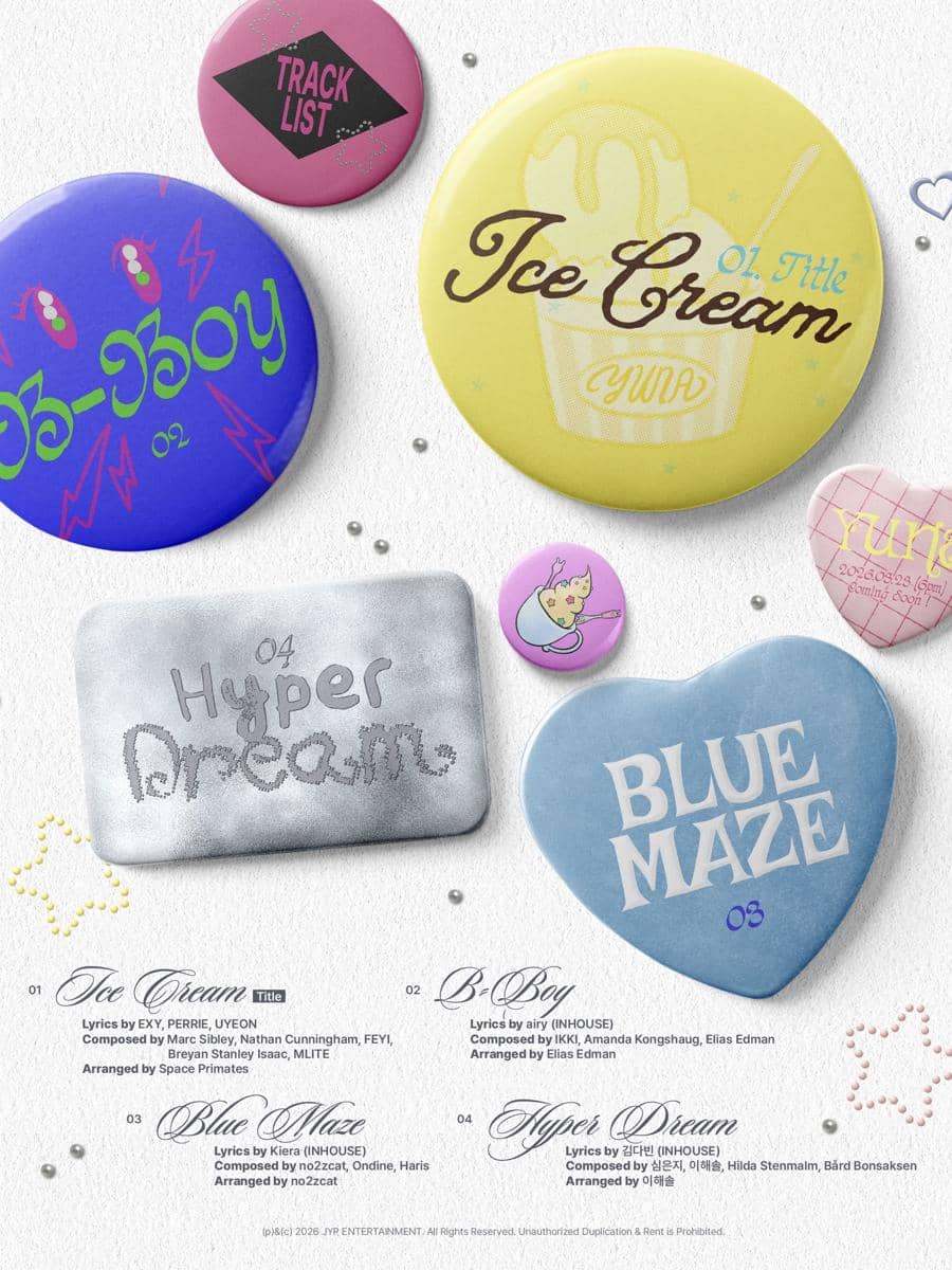 poster tracklist album Ice Cream dari Yuna ITZY