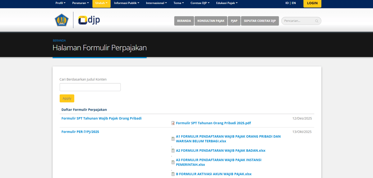 ilustrasi website DJP Online (pajak.go.id)