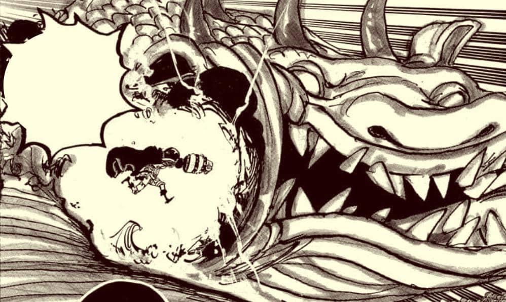 Franky menghajar Lindworm. (Dok. Shueisha, Eiichiro Oda/One Piece)