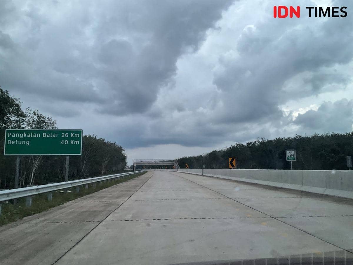 Kondisi Tol Betung saat dibuka fungsional untuk arus mudik lebaran 2026.