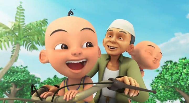 Tok Dalang mengajak Upin dan Ipin bersepeda