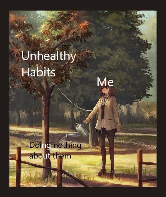 meme anime tentang kebiasaan buruk