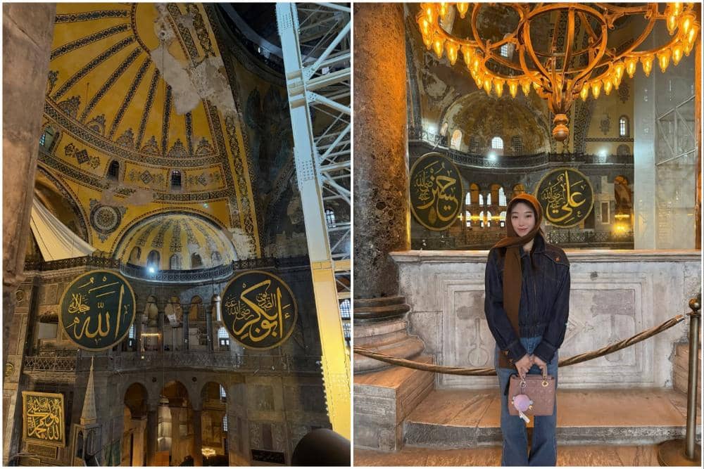 10 Potret Livy Renata saat Mengunjungi Hagia Sophia, Turki
