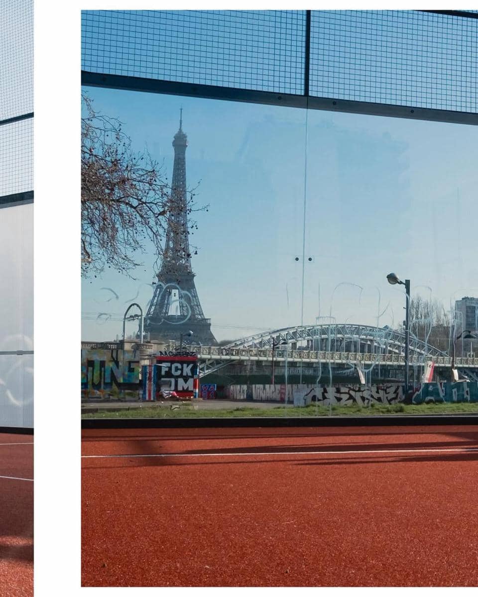 Gading Marten main padel dengan latar belakang Menara Eiffel