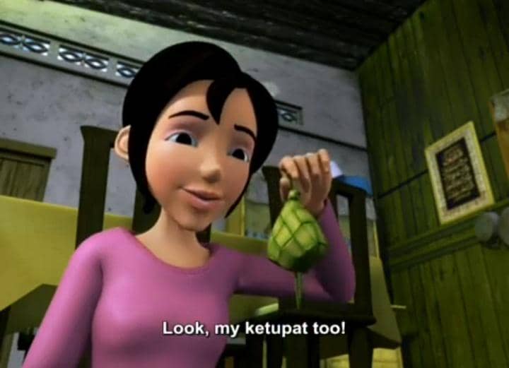 Kak Ros membuat ketupat bawang.