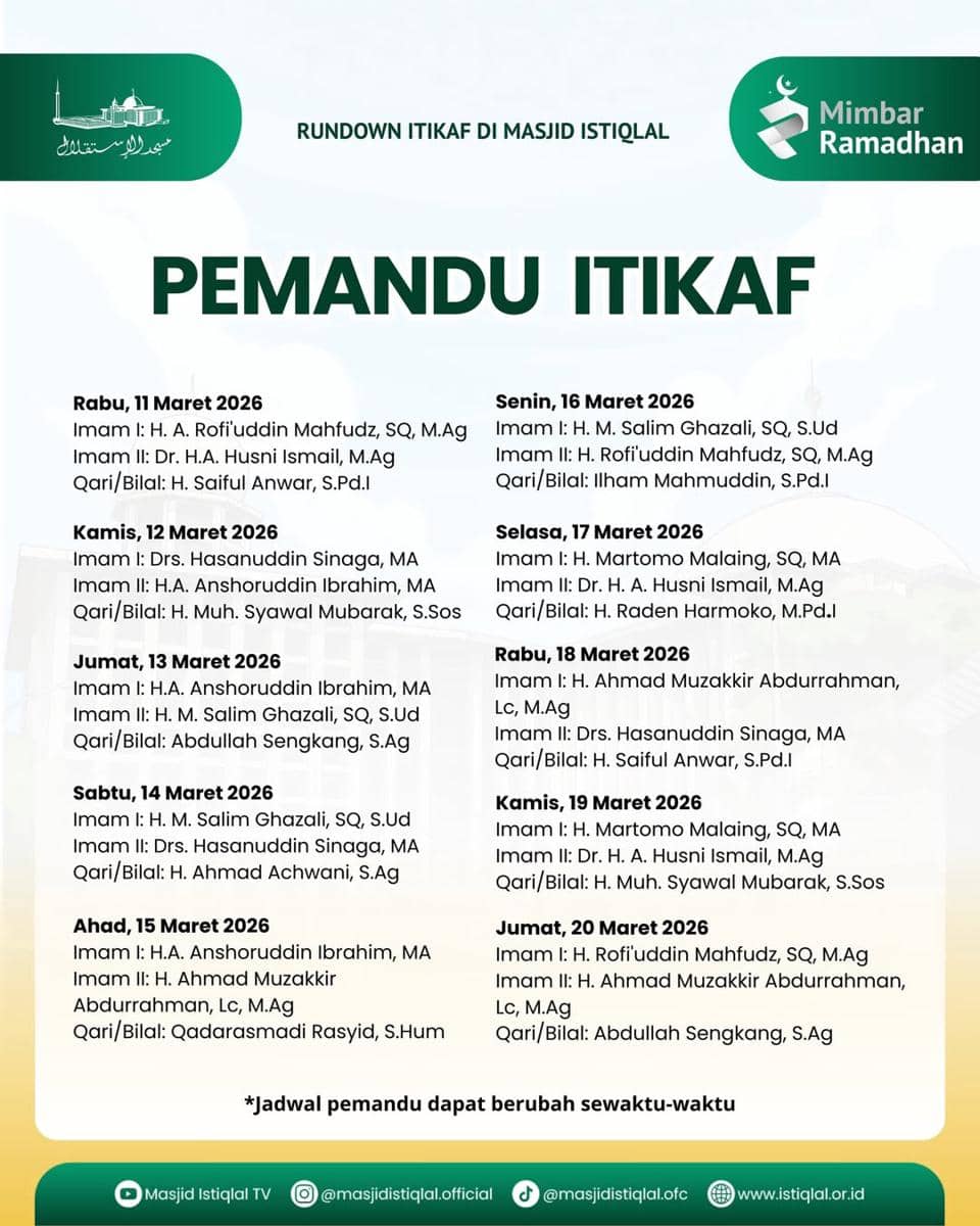Panduan itikaf di Masjid Istiqlal