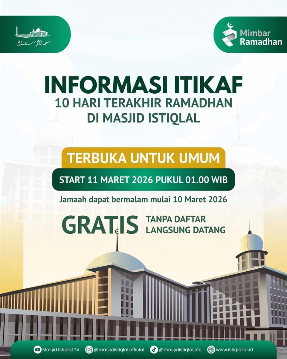 Aturan dan Rundown Iktikaf di Masjid Istiqlal, Terbuka untuk Umum