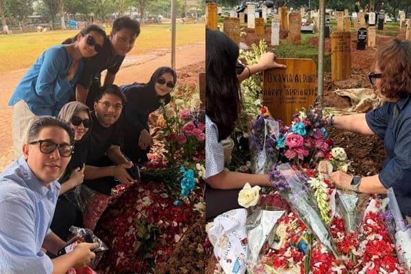 7 Potret Sahabat Artis Ziarah ke Makam Vidi Aldiano