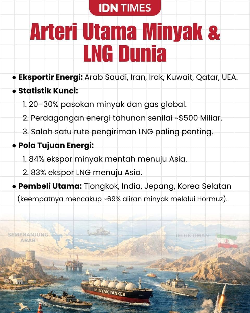 Infografis Selat Hormuz.