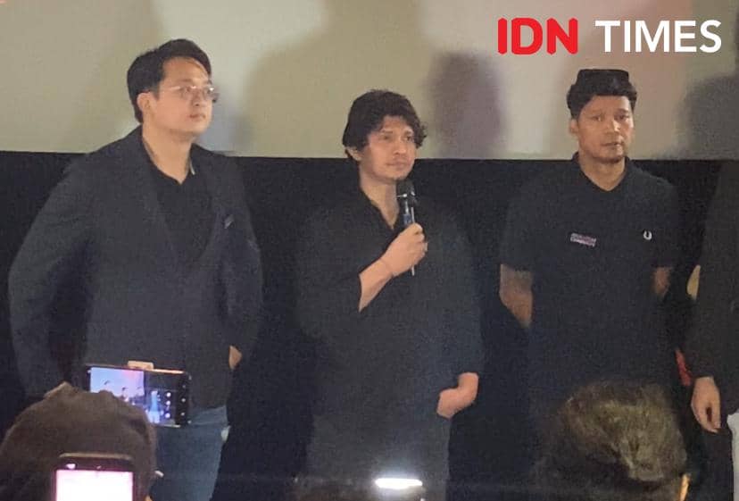 potret Iko Uwais di presscon film Ikatan Darah