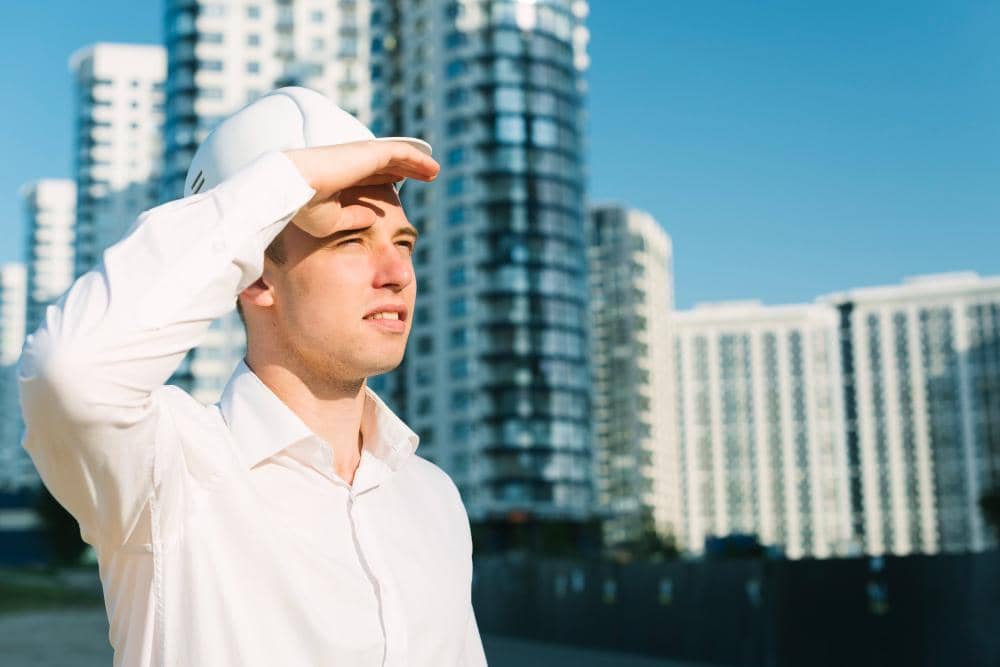 ilustrasi pria di bawah sinar matahari