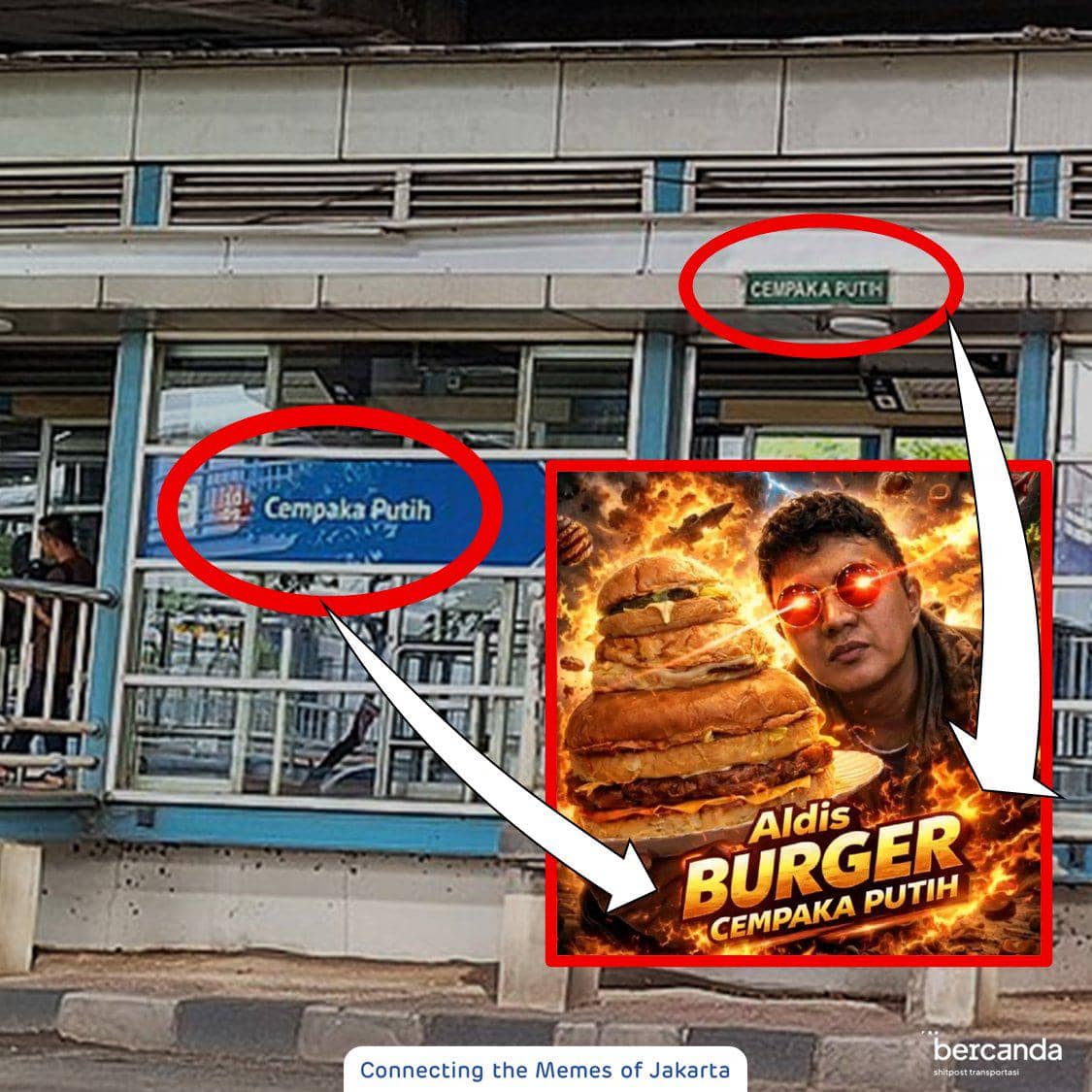meme Aldi's Burger halte Cempaka Putih