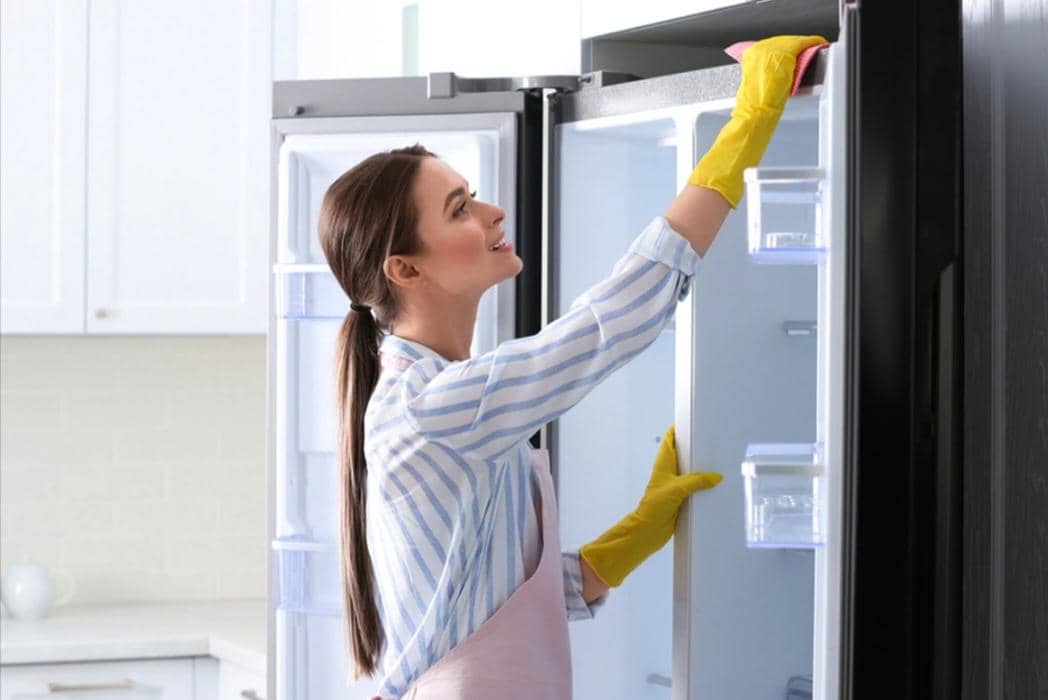 Ilustrasi membersihkan kulkas 