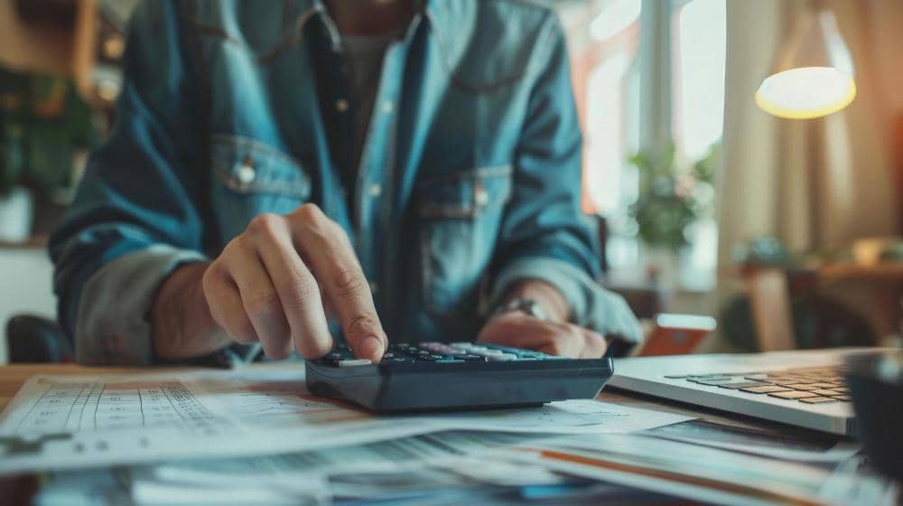 ilustrasi menghitung tagihan menggunakan kalkulator