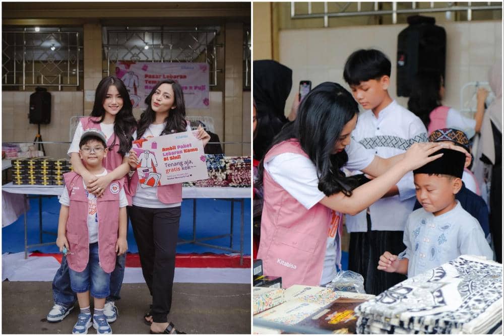 10 Potret Rachel Vennya ajak Fuji dan Gala di Acara Berbagi, Seru!