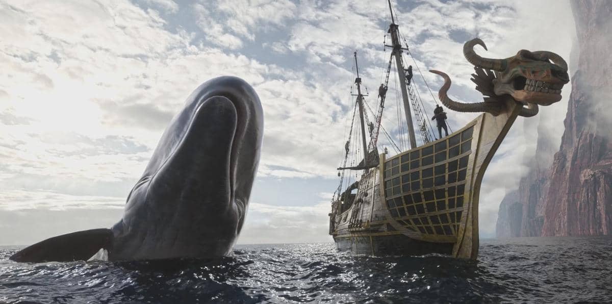 Laboon sedang berdansa mendengar lagu Binks Brew yang dimainkan oleh Brook dan biolanya