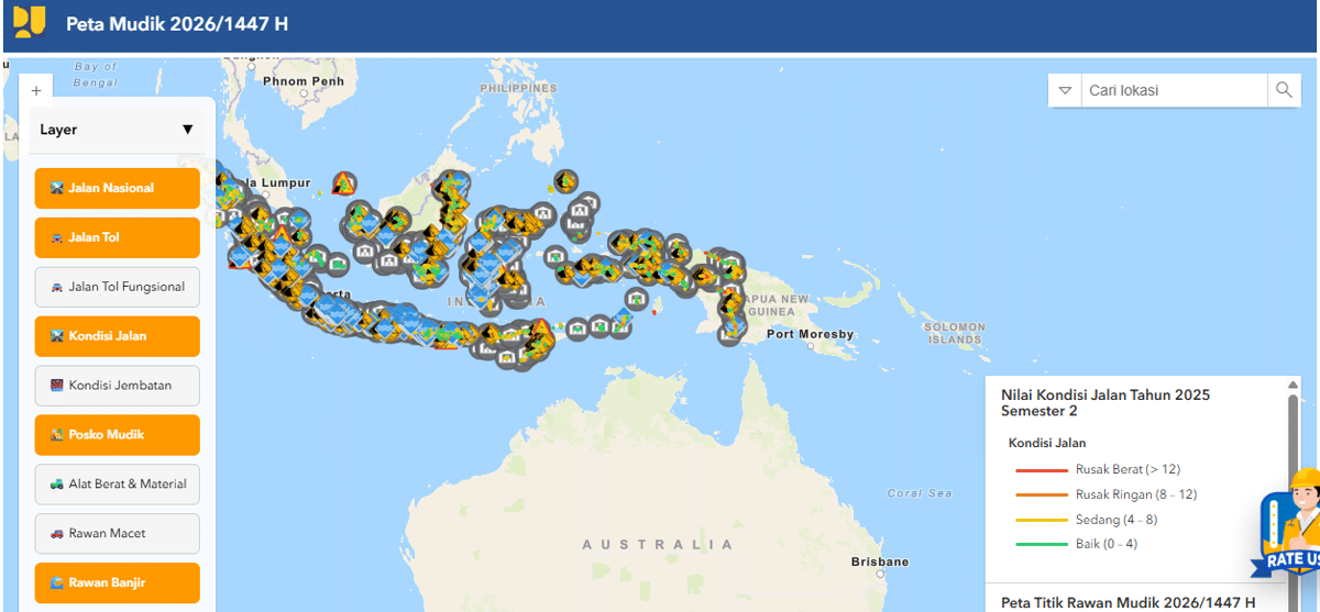 Cara menggunakan peta mudik Lebaran 2026