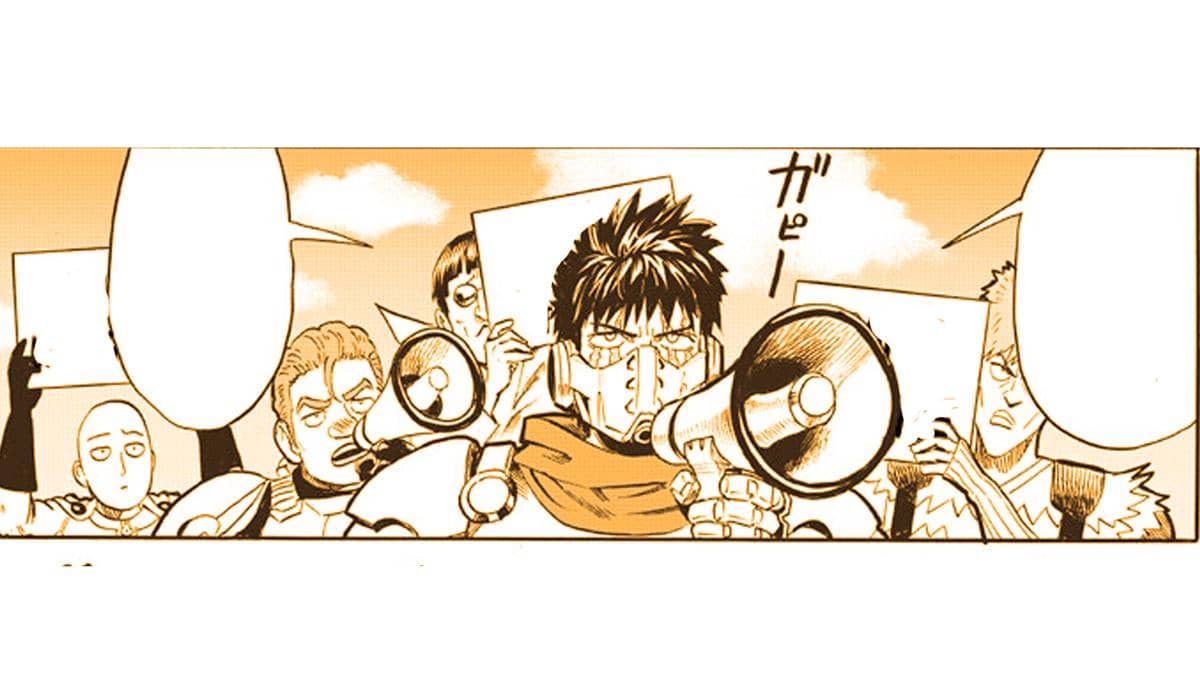Saitama dan kawan-kawannya mengadakan unjuk rasa - One Punch Man