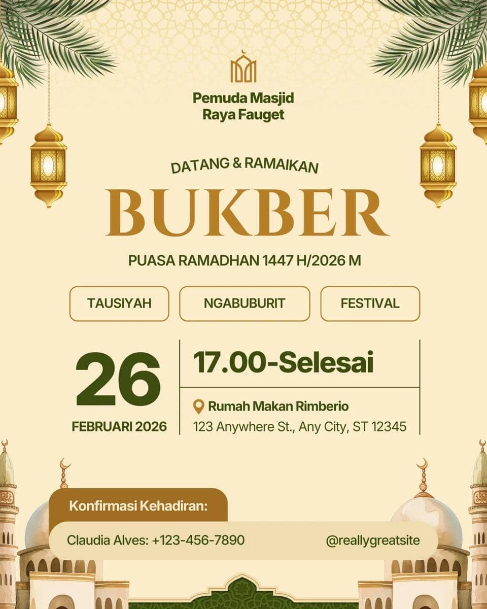 Ilustrasi banner bukber (Canva/By Cwan's Studio)