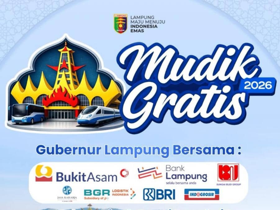 Mudik Gratis 2026 Pemprov Lampung, Ada 1.800 Tiket Kereta dan Bus