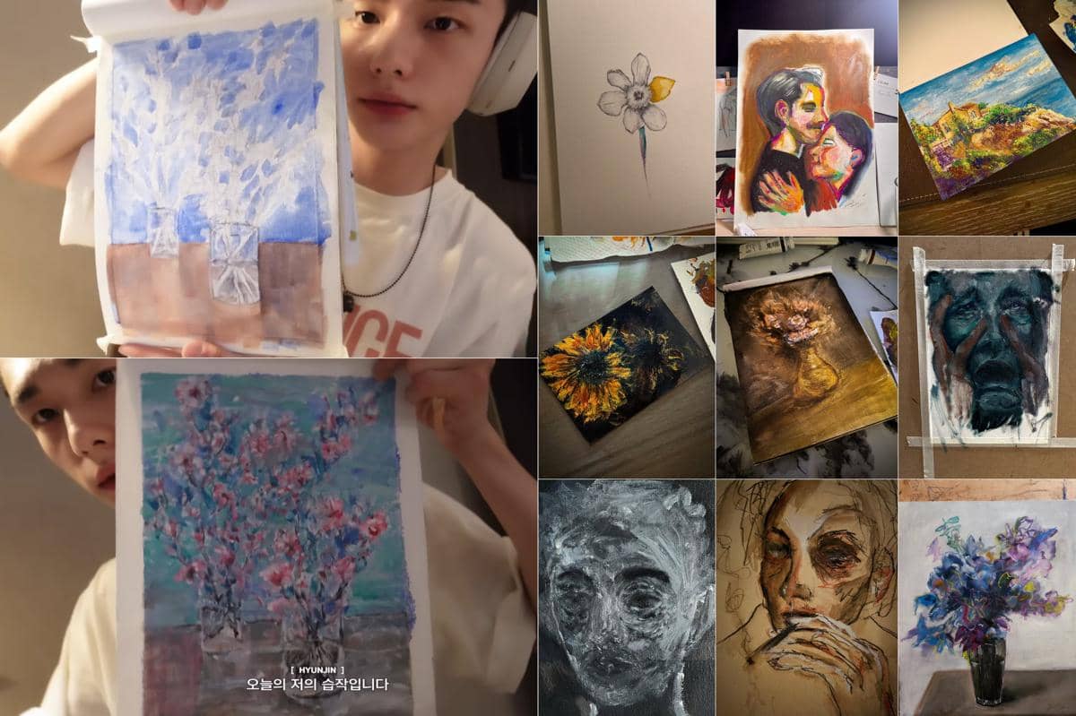 berbagai gambar dan lukisan buatan Hyunjin Stray Kids
