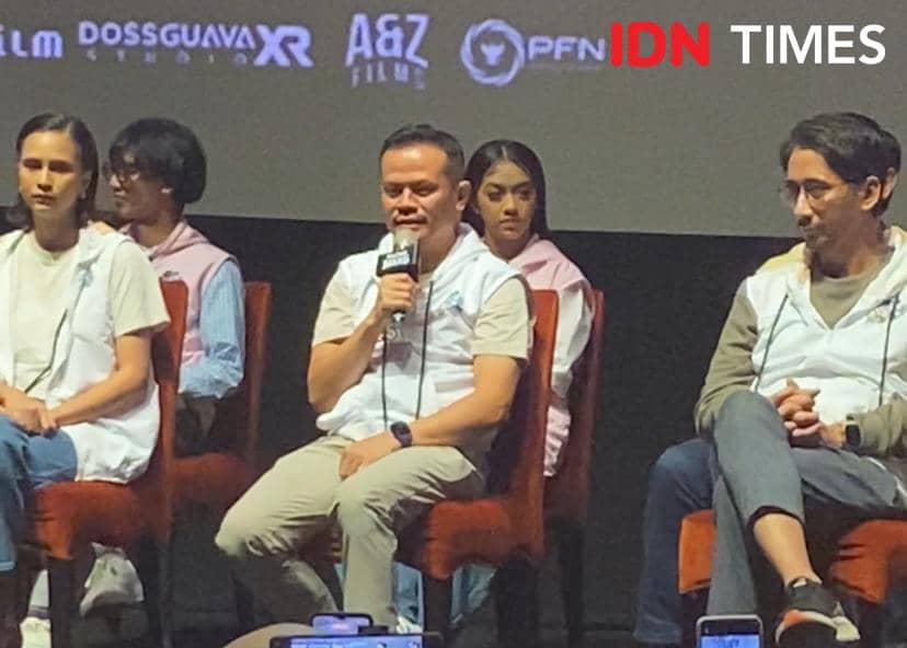 press conference film Pelangi di Mars, Sabtu (14/3/2026) di XXI Epicentrum