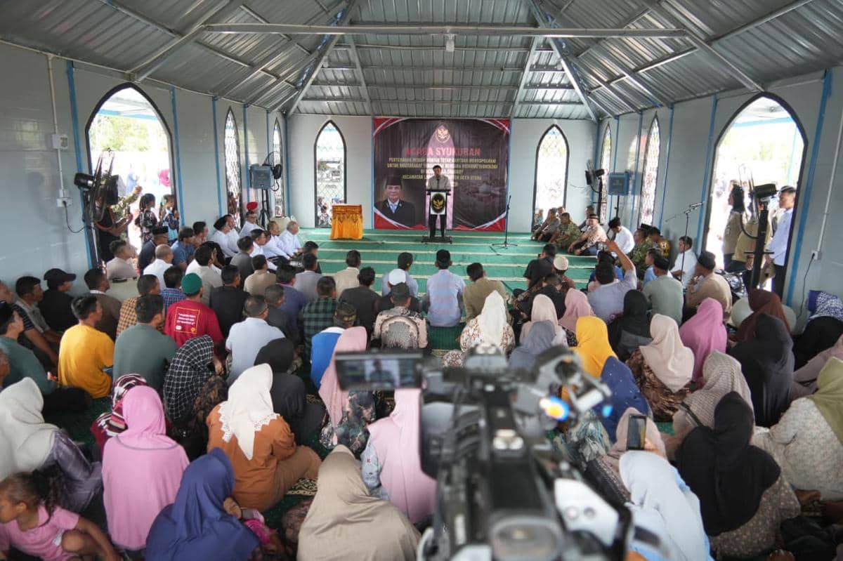Menko Djamari Resmikan 104 Hunian Tetap di Aceh Utara Jelang Idul Fitri
