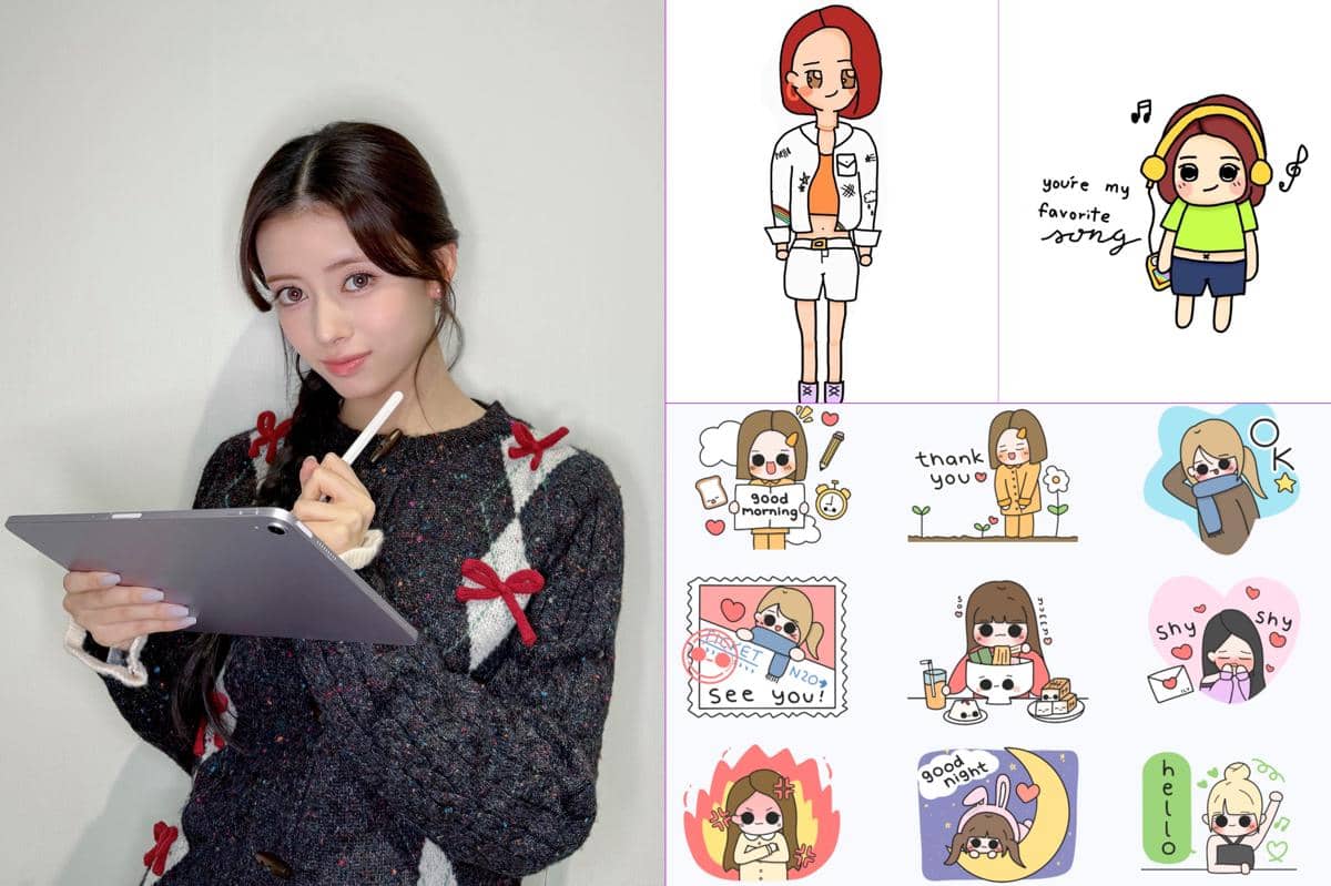 berbagai artwork digital buatan Rima NiziU serta stiker LINE yang ia gambar dan desain sendiri