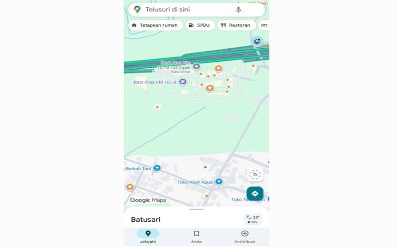 cara cek rest area tol terdekat di Google Maps