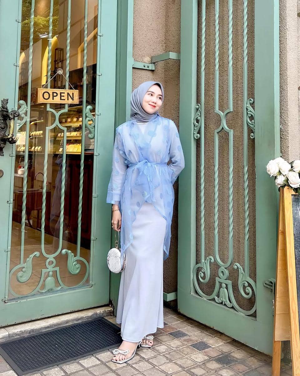 OOTD Lebaran Nuansa Biru