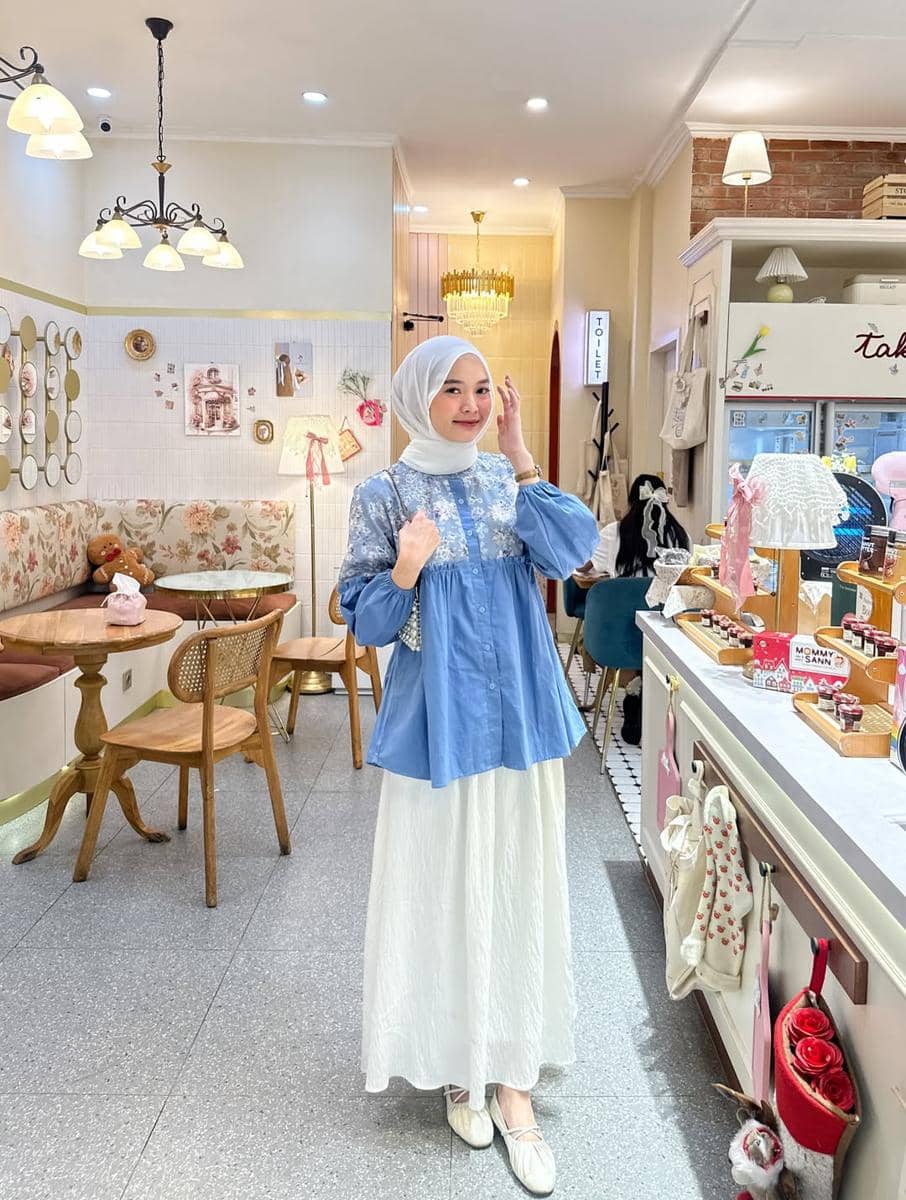 OOTD Lebaran Nuansa Biru