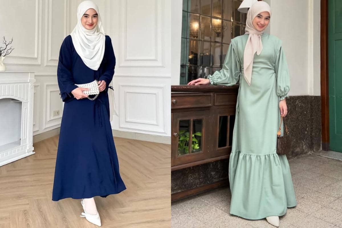 7 Ide Styling Dress Polos untuk Lebaran ala Olivia Finda, Simpel!