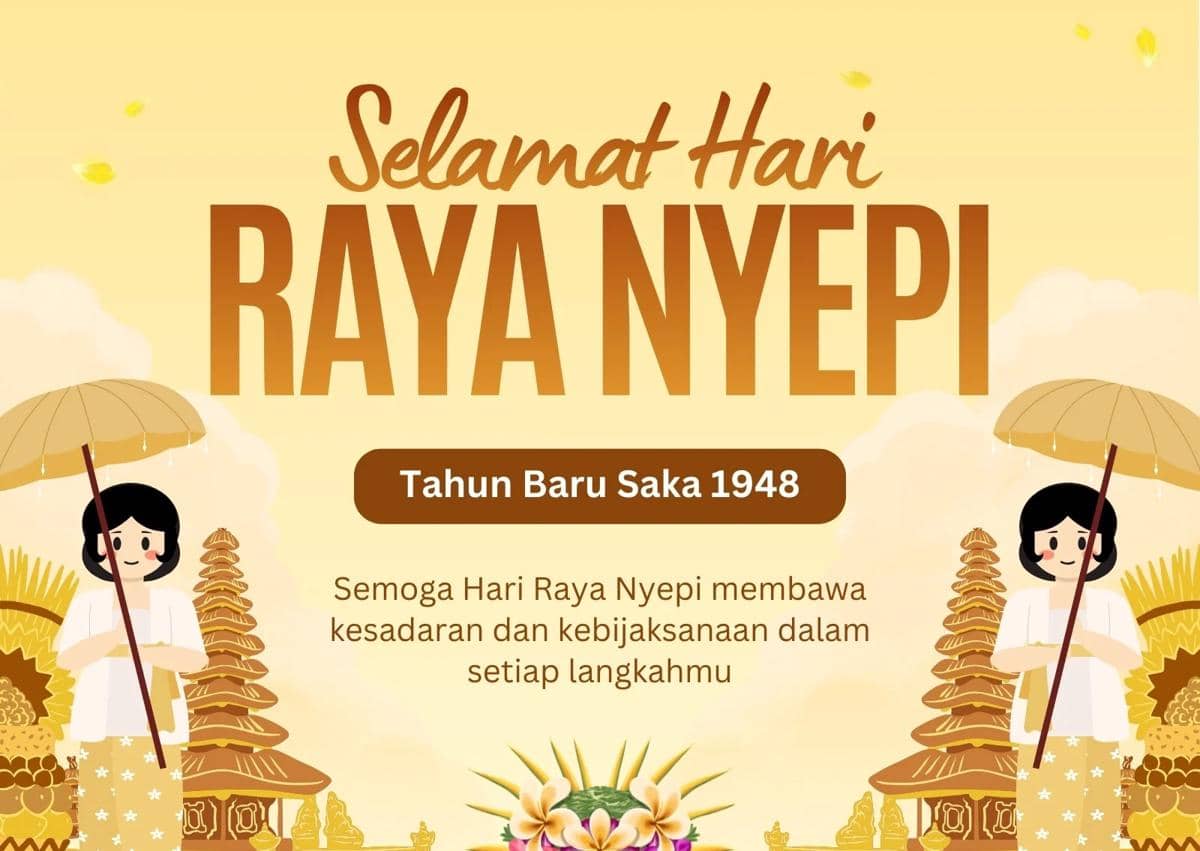 Ilustrasi kartu ucapan Nyepi (Canva/By Feryiirwn)