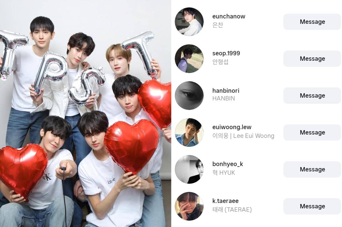 TEMPEST dan akun Instagram pribadi seluruh anggotanya