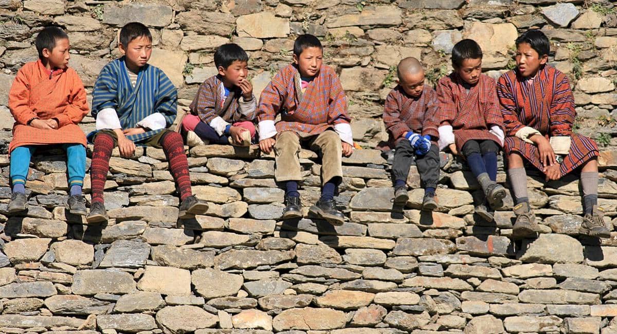 potret anak-anak di Bhutan